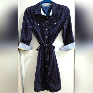 Navy Polka Dot Shirt Dress